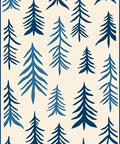 Deep Blue Evergreen Forest Pattern Rug
