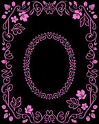 Pink Floral Swirl Oval Frame Design Rug
