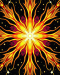 Radiant Fire Petal Starburst Design Rug