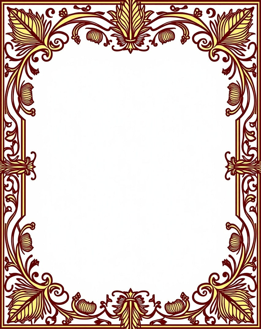 Ornate Floral Border Design Rug