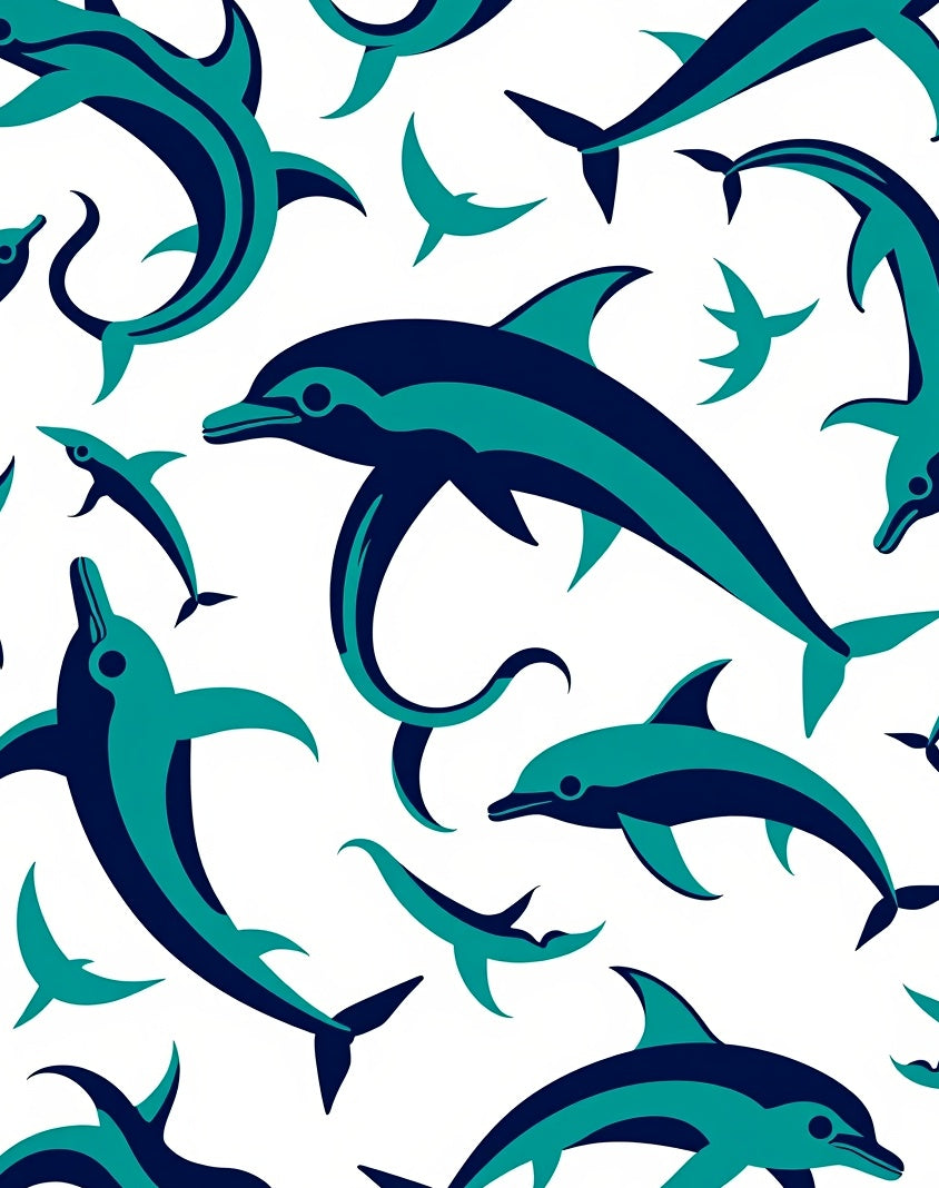 Oceanic Dolphin Swirls Pattern Rug