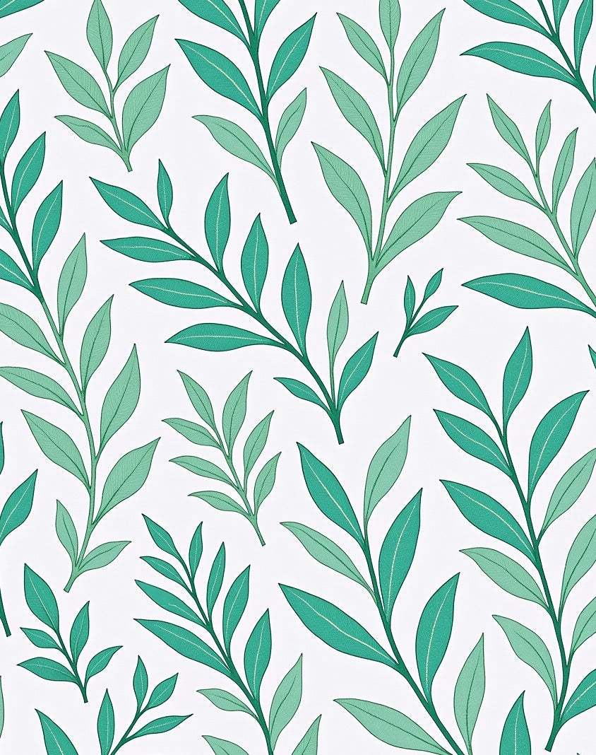 Emerald Leaf Patterned Accent Rug