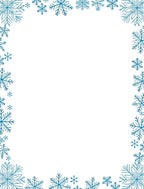 Cool Blue Celestial Snowflakes Border Rug
