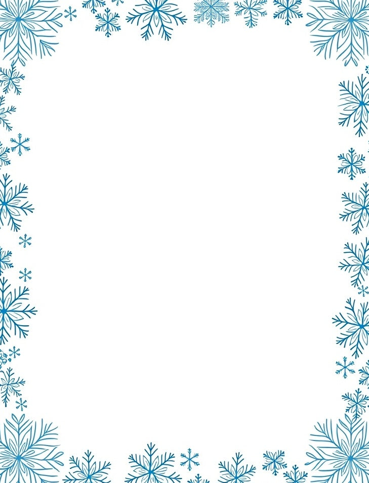 Cool Blue Celestial Snowflakes Border Rug