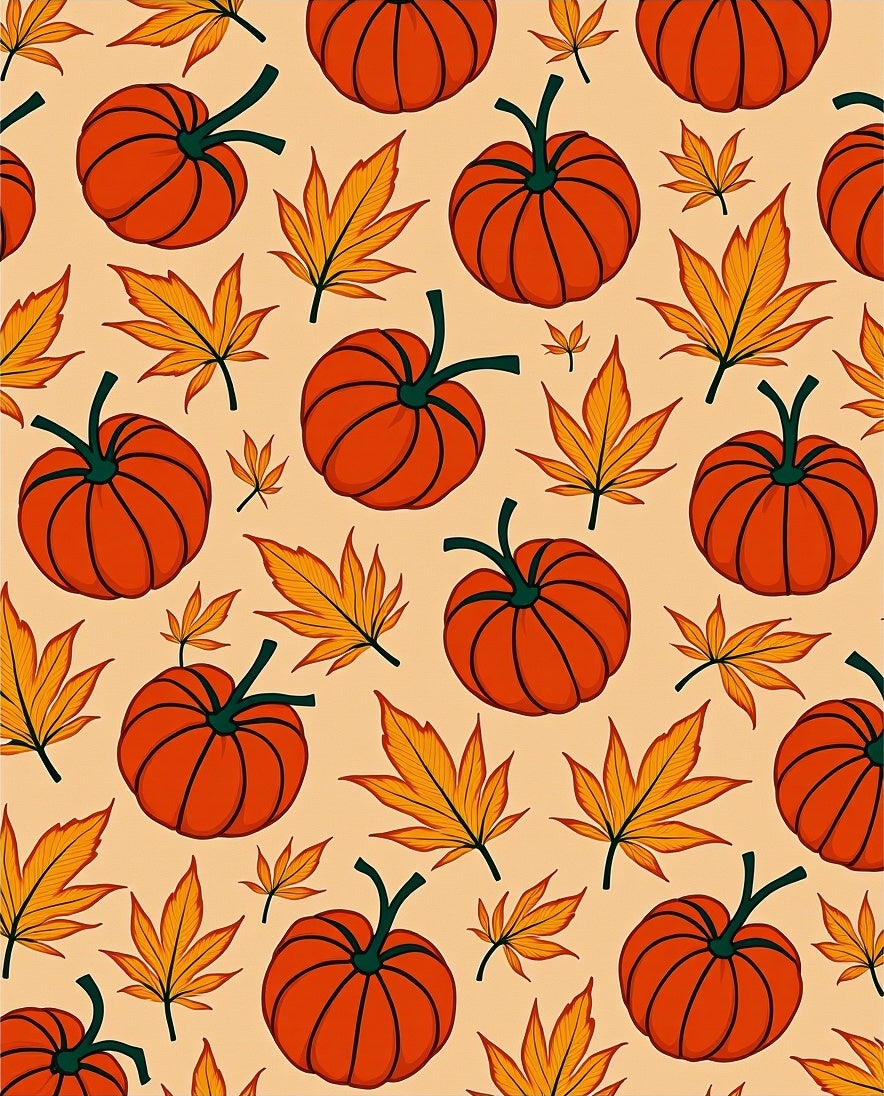 Autumn Pumpkins and Maple Leaves Pattern Rug