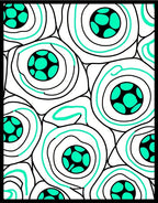 Abtract Teal And White Circular Pattern Rug