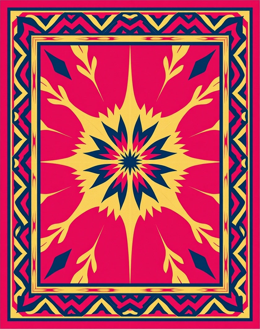 Geometric Sunburst Patterned Rug