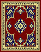 Ornate Blue Floral Mandala Design Rug