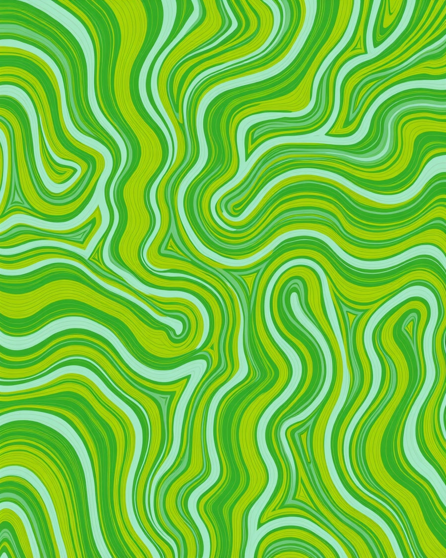Swirling Green Flow Pattern Rug