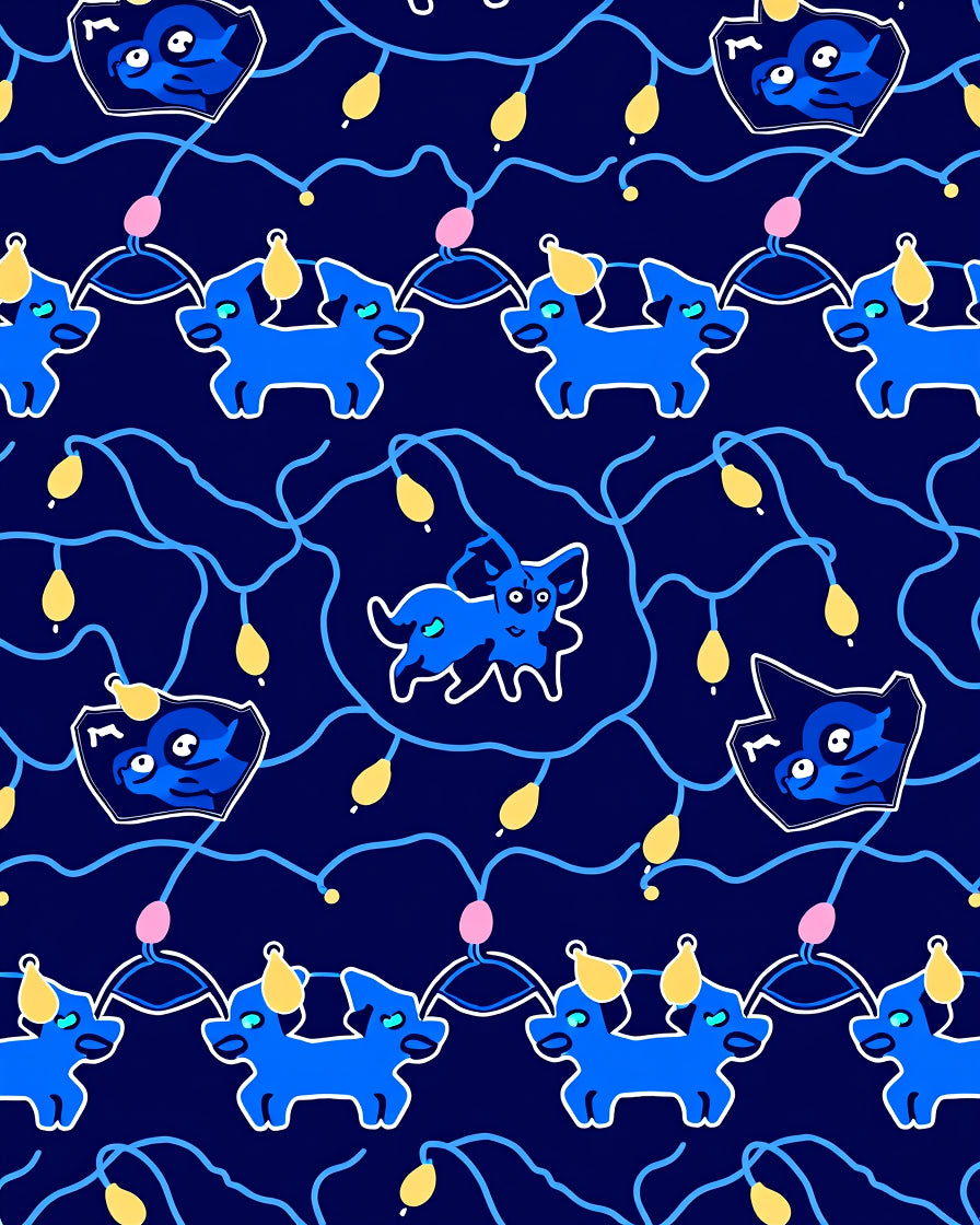 Blue Dog Light Pattern Design Rug