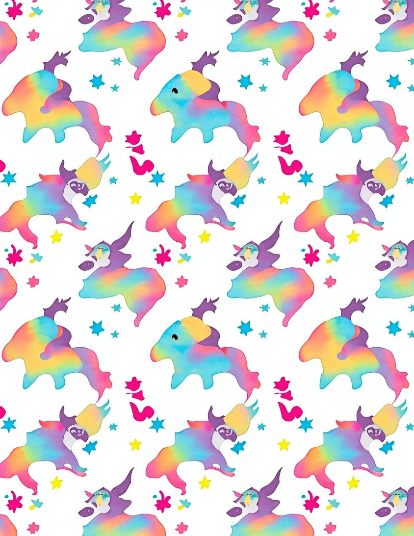 Rainbow Unicorn Stars Pattern Rug