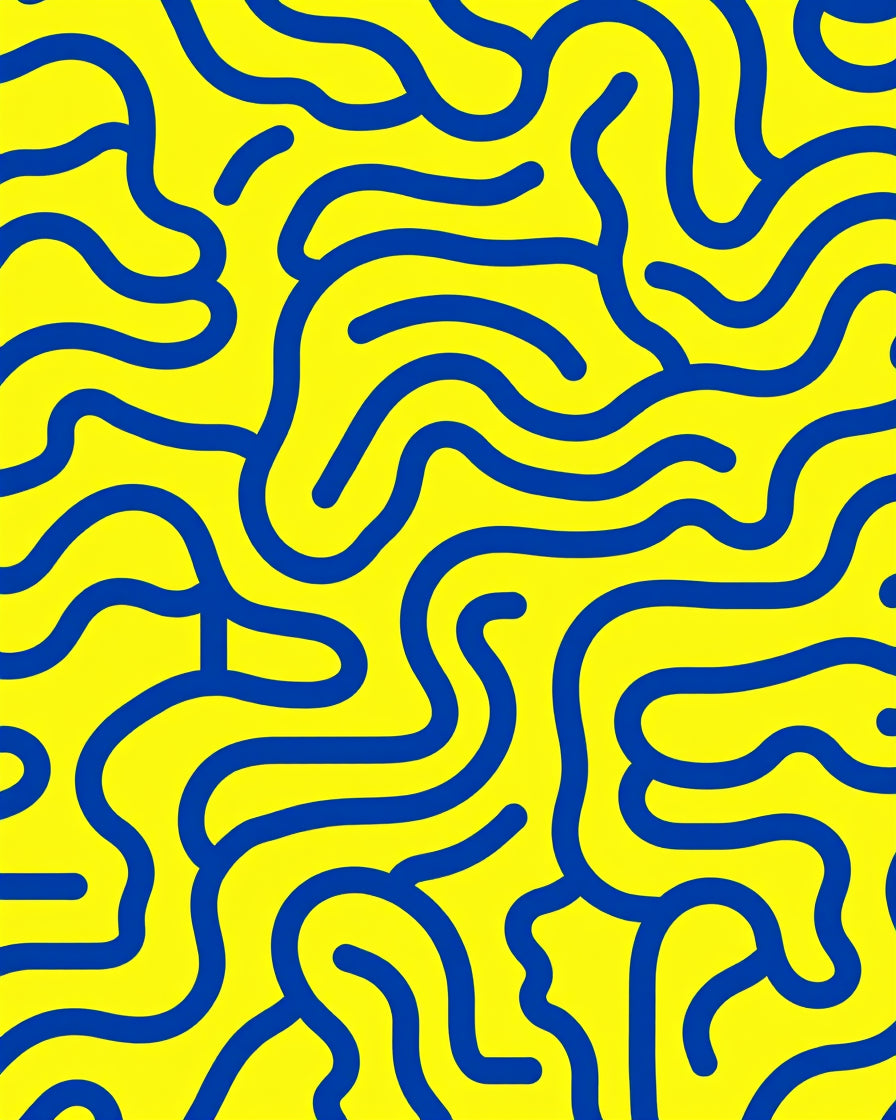 Bold Blue Line Abstract Bright Rug