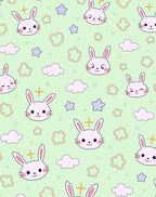 Cute Bunny Cloud Star Pattern Rug