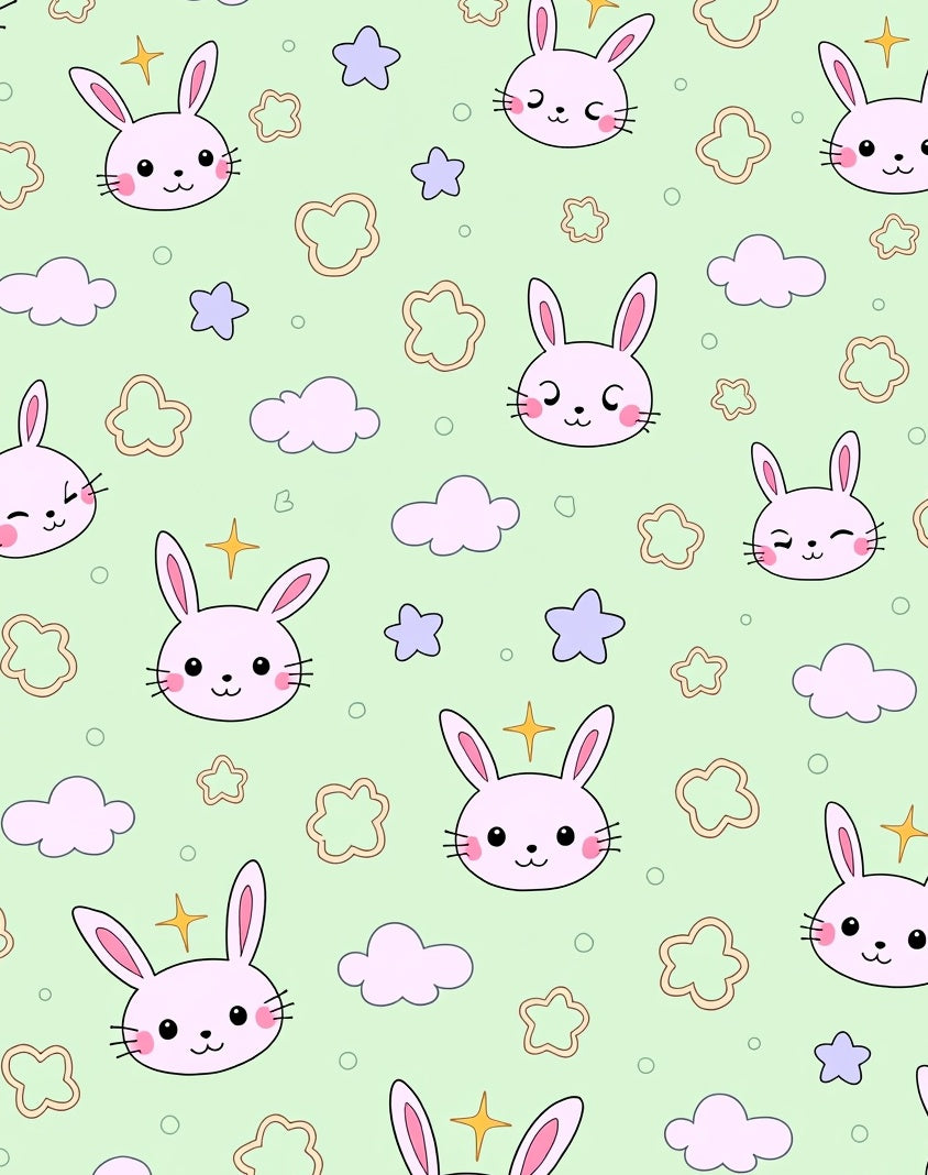 Cute Bunny Cloud Star Pattern Rug