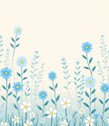 Delicate Blue White Floral Field Rug