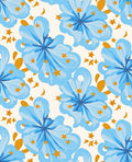 Blue Floral Star Pattern Rug