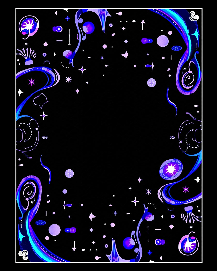 Cosmic Purple Blue Starry Night Accents Rug