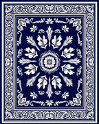 Classic Floral Medallion Indigo Design Rug