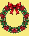 Floral Wreath With Red Bow Rug