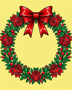 Floral Wreath With Red Bow Rug