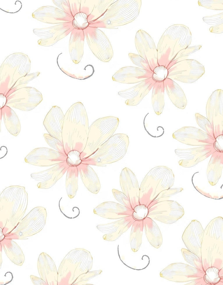 Floral Swirl Pastel Cream Design Rug