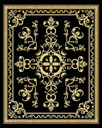 Intricate Golden Floral Border Design Rug