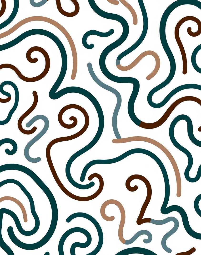 Abstract Swirls And Curves Pattern Rug
