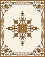 Ornate Floral Medallion Border Rug