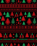 Red Green Vintage Christmas Tree Pattern Rug