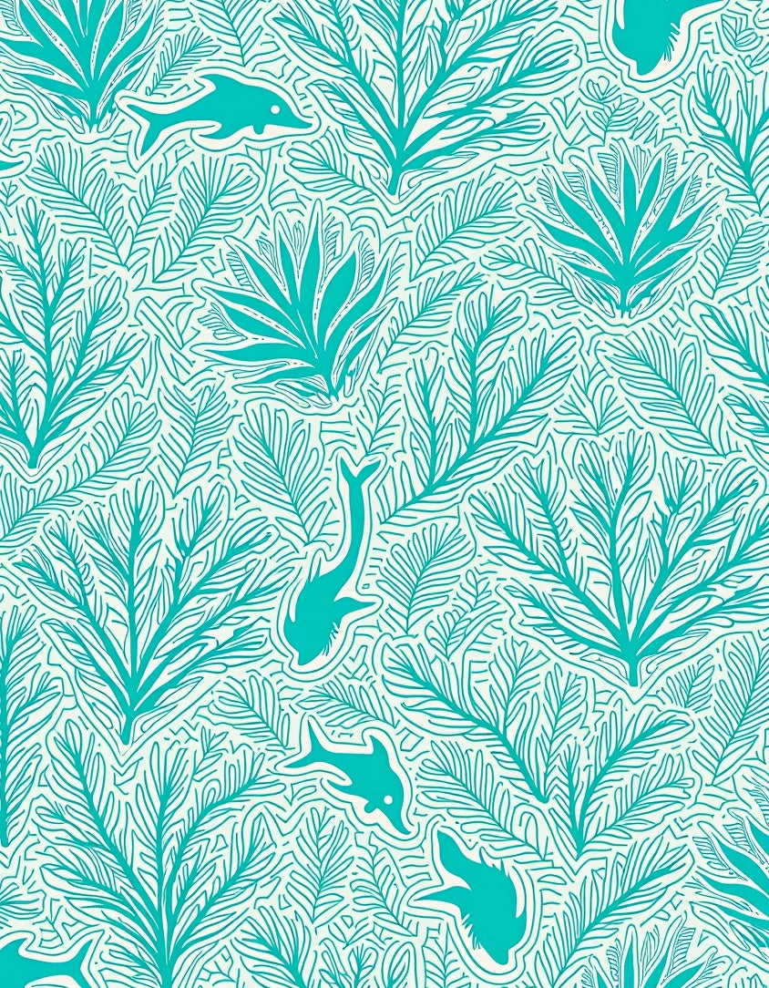 Aqua Marine Life Pattern Rug
