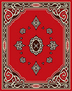Lively Red Abstract Scrolling Floral Rug