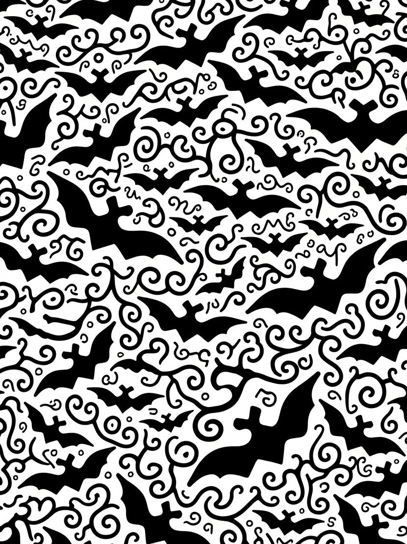 Spooky Bats And Swirls Pattern Rug