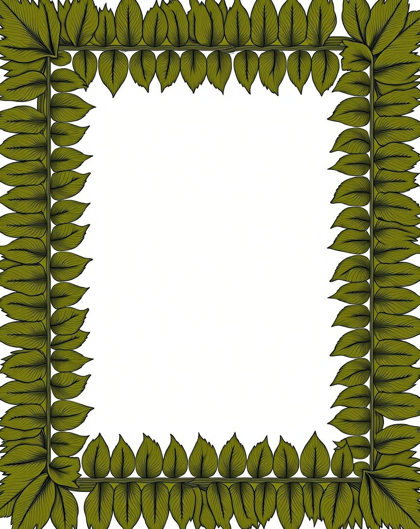 Green Leaf Border Pattern Design Rug