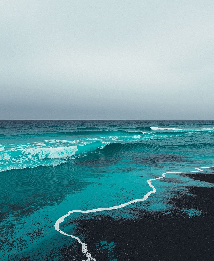 Turquoise Ocean Wave Pattern Design Rug