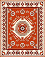 Bold Folk Art Sunburst Floral Rug