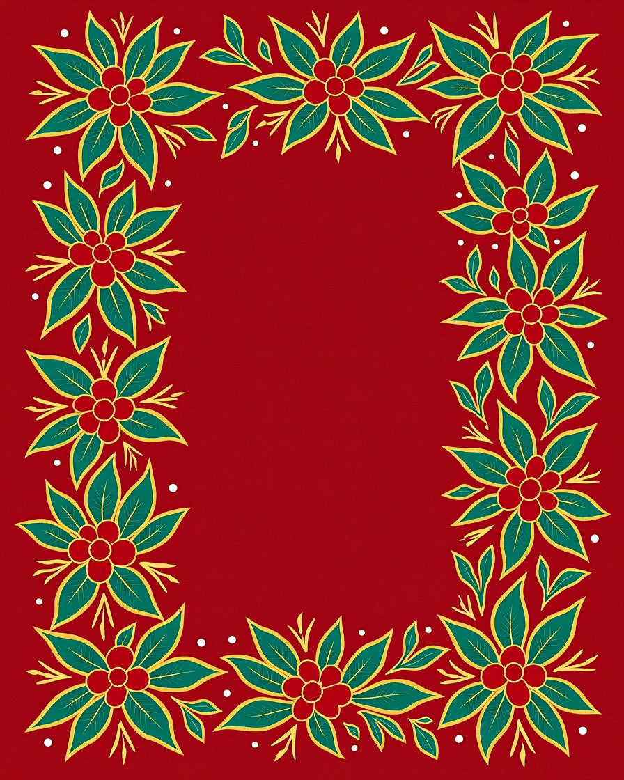 Red Floral Bordered Festive Rug
