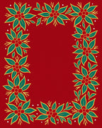 Red Floral Bordered Festive Rug