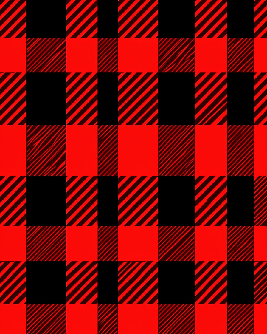 Bold Red Black Checkered Pattern Rug