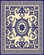 Classic Blue White Ornate Pattern Rug