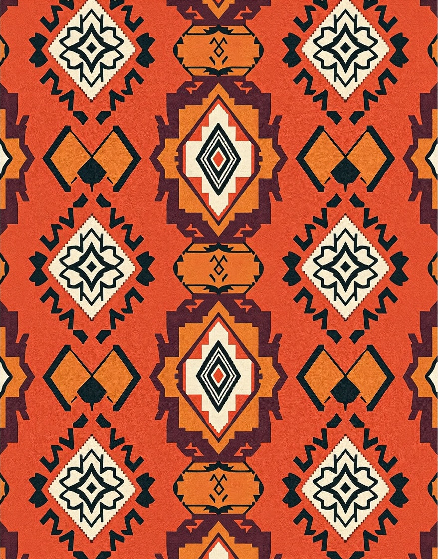 Bold Tribal Diamond Patterned Rug
