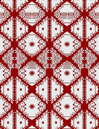 Red And White Geometric Art Deco Rug
