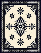 Classic Floral Medallion Border Pattern Rug