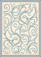 Cream Blue Swirl Pattern Design Rug