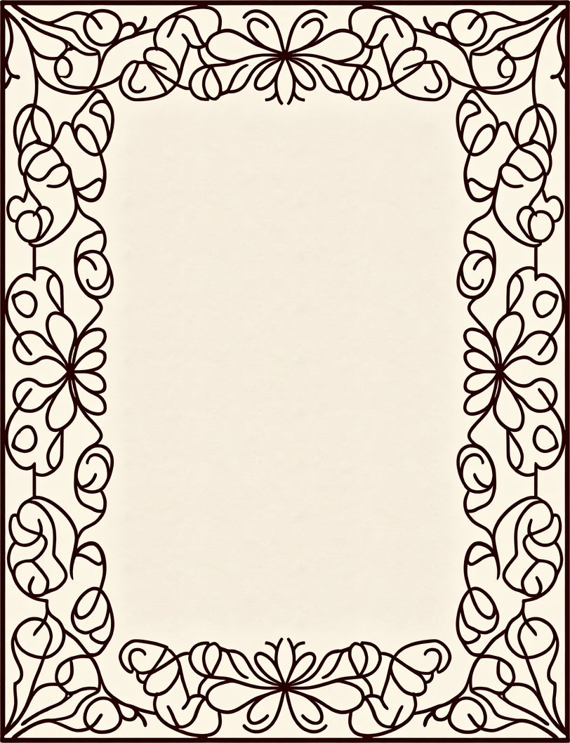 Ornate Floral Vine Border Design Rug