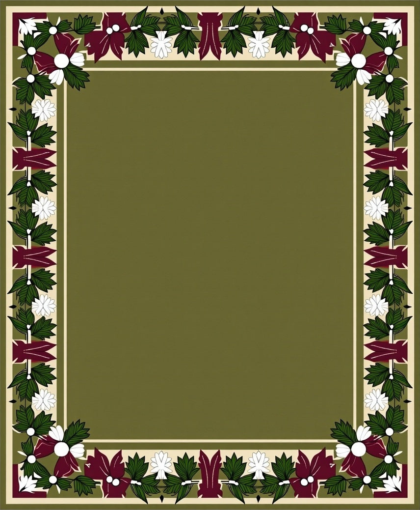 Ornate Floral Garland Border Design Rug