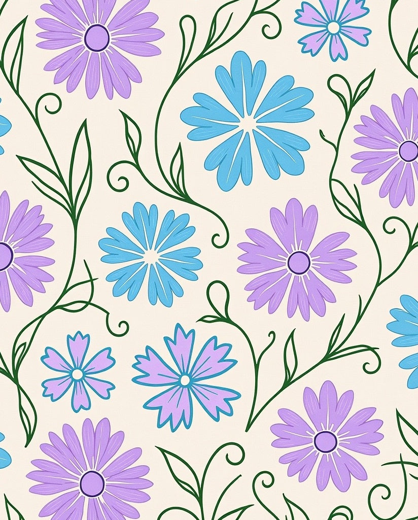 Floral Vine Pattern With Daisy Flowers Rug