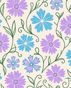 Floral Vine Pattern With Daisy Flowers Rug