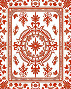 Red Floral Classic Medallion Design Rug