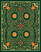 Ornate Floral Sunburst Pattern Rug