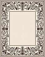 Ornate Floral Scroll Border Design Rug